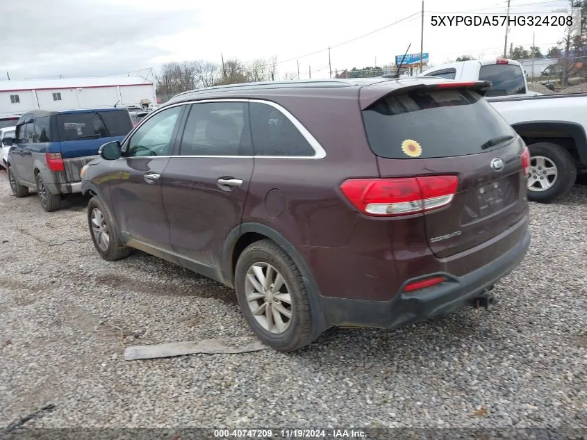 2017 Kia Sorento Lx V6 VIN: 5XYPGDA57HG324208 Lot: 40747209