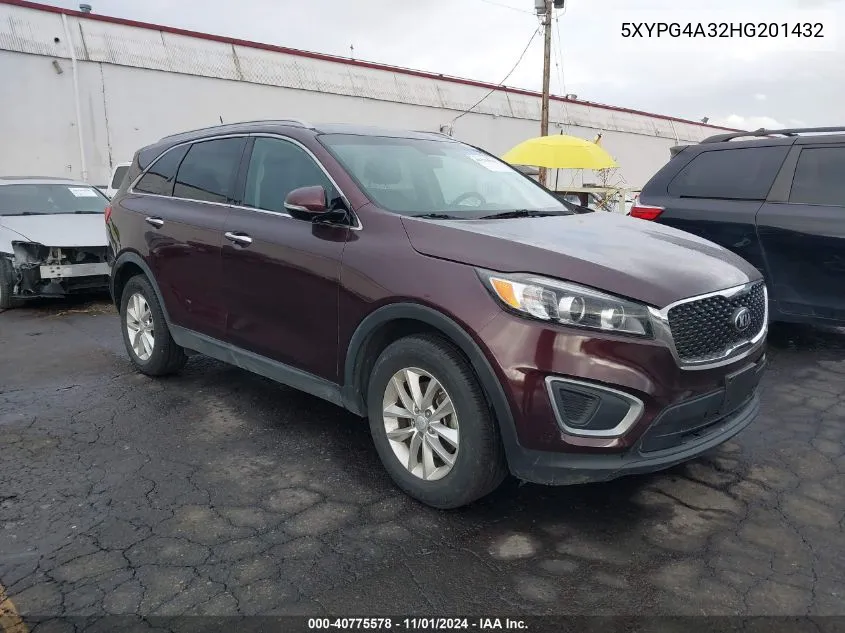 2017 Kia Sorento 2.4L Lx VIN: 5XYPG4A32HG201432 Lot: 40775578