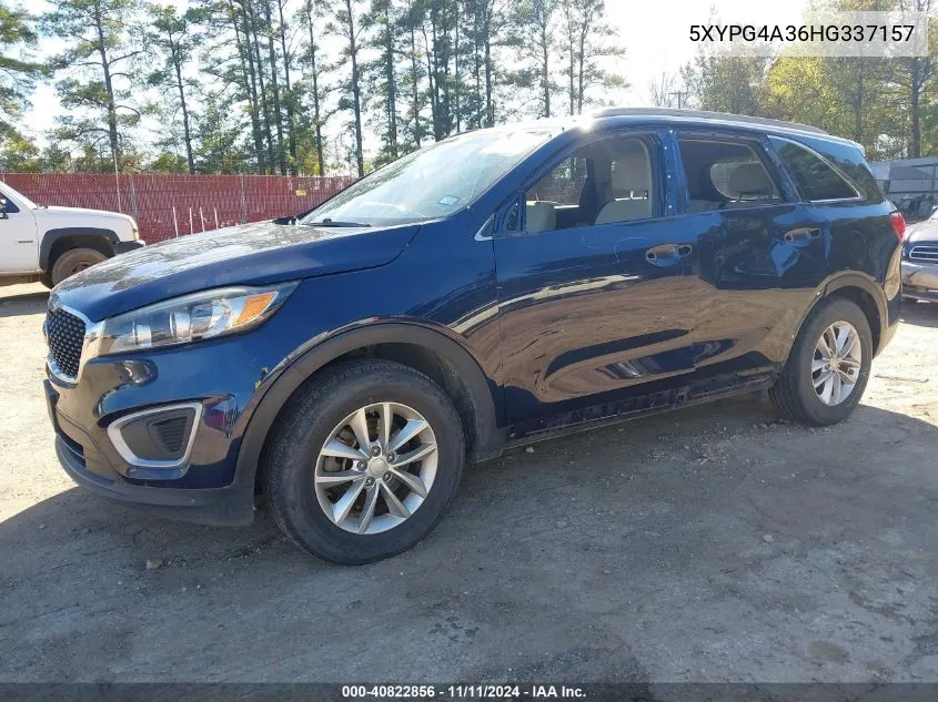 2017 Kia Sorento 2.4L Lx VIN: 5XYPG4A36HG337157 Lot: 40822856