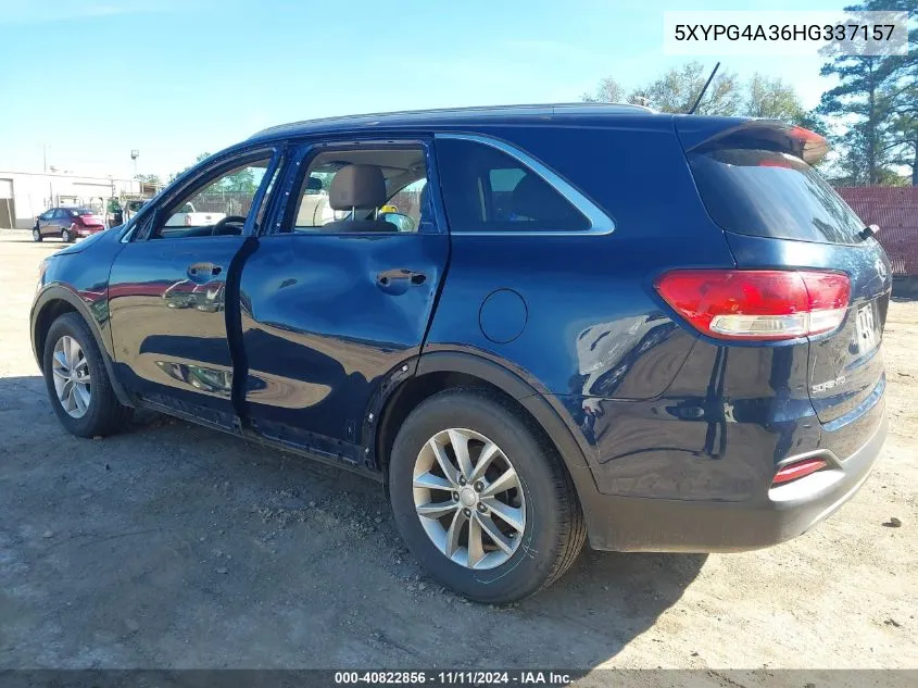 2017 Kia Sorento 2.4L Lx VIN: 5XYPG4A36HG337157 Lot: 40822856