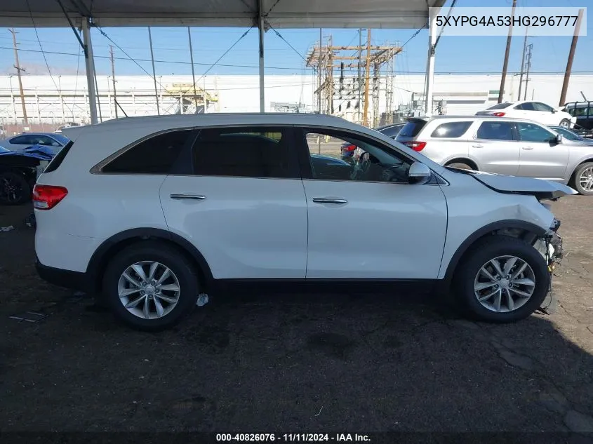 2017 Kia Sorento 3.3L Lx VIN: 5XYPG4A53HG296777 Lot: 40826076