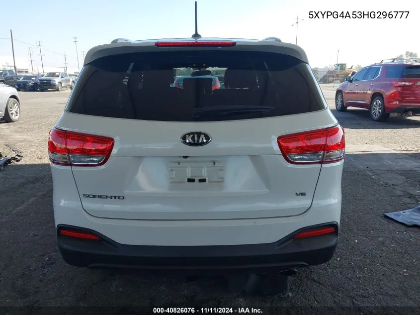 2017 Kia Sorento 3.3L Lx VIN: 5XYPG4A53HG296777 Lot: 40826076