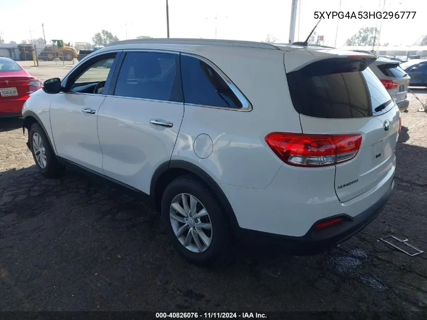 2017 Kia Sorento 3.3L Lx VIN: 5XYPG4A53HG296777 Lot: 40826076