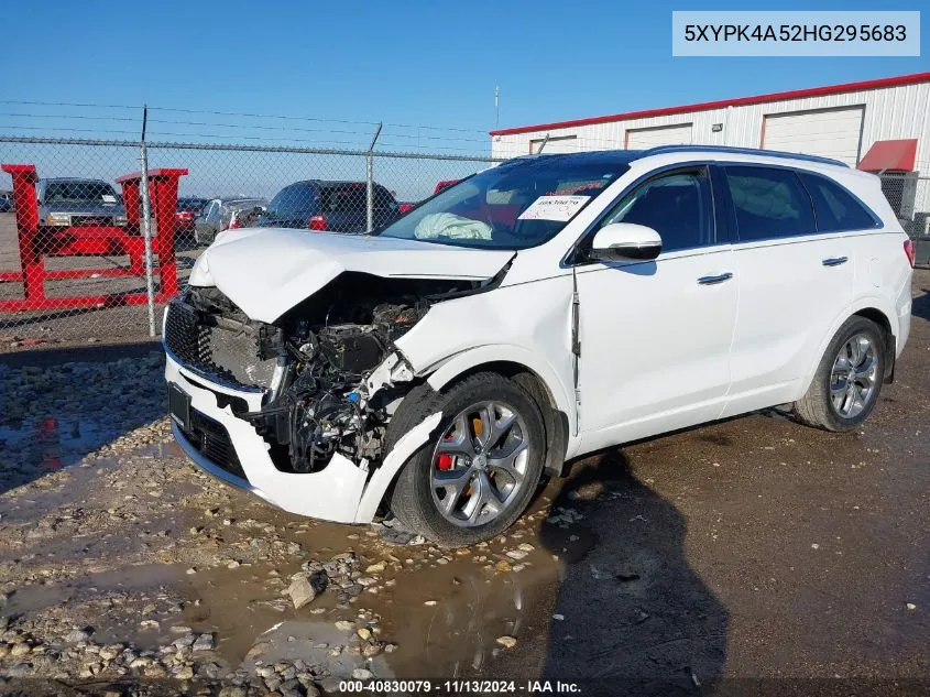 2017 Kia Sorento 3.3L Sx VIN: 5XYPK4A52HG295683 Lot: 40830079