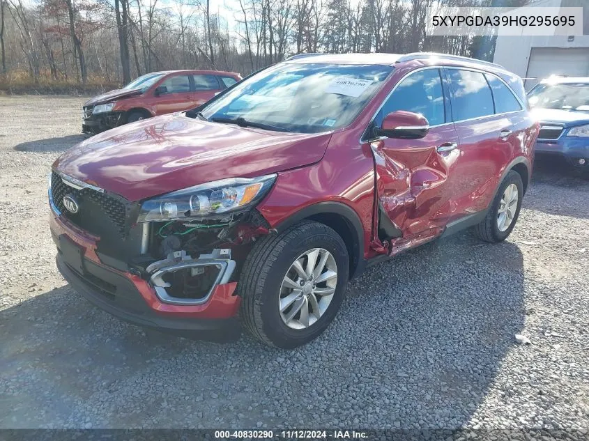 2017 Kia Sorento 2.4L Lx VIN: 5XYPGDA39HG295695 Lot: 40830290