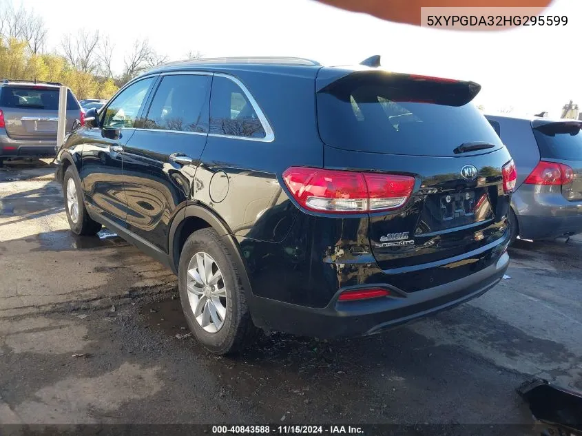 2017 Kia Sorento 2.4L Lx VIN: 5XYPGDA32HG295599 Lot: 40843588