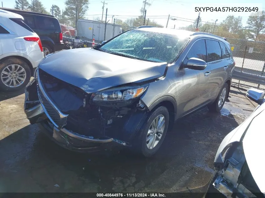 2017 Kia Sorento 3.3L Lx VIN: 5XYPG4A57HG292649 Lot: 40844976