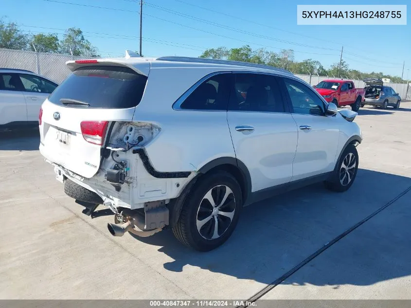 2017 Kia Sorento 2.0T Ex VIN: 5XYPH4A13HG248755 Lot: 40847347