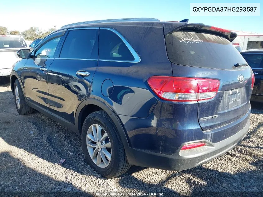 2017 Kia Sorento 2.4L Lx VIN: 5XYPGDA37HG293587 Lot: 40848043