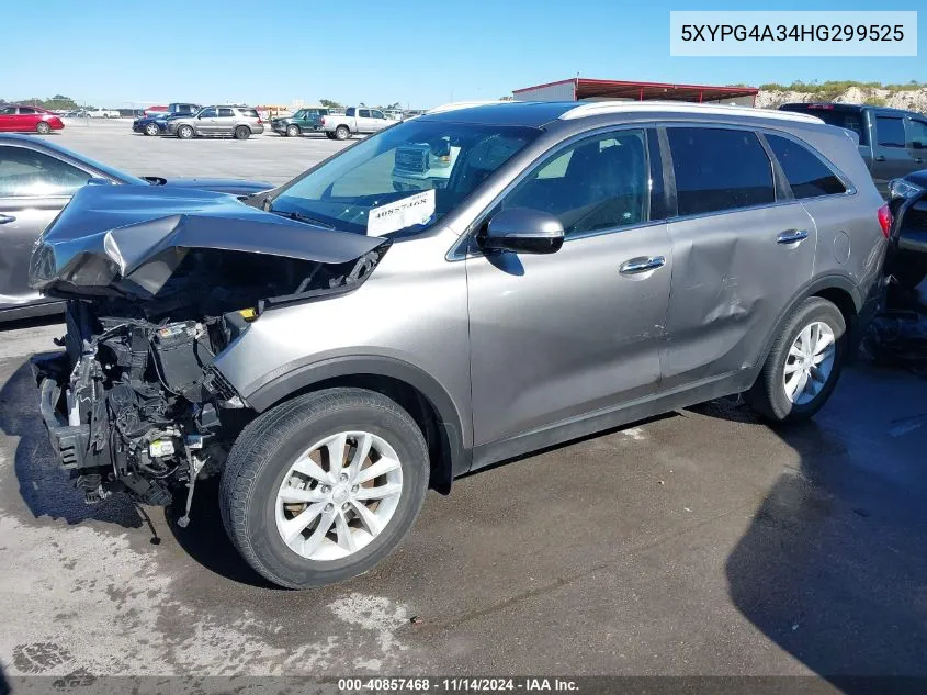 2017 Kia Sorento 2.4L Lx VIN: 5XYPG4A34HG299525 Lot: 40857468