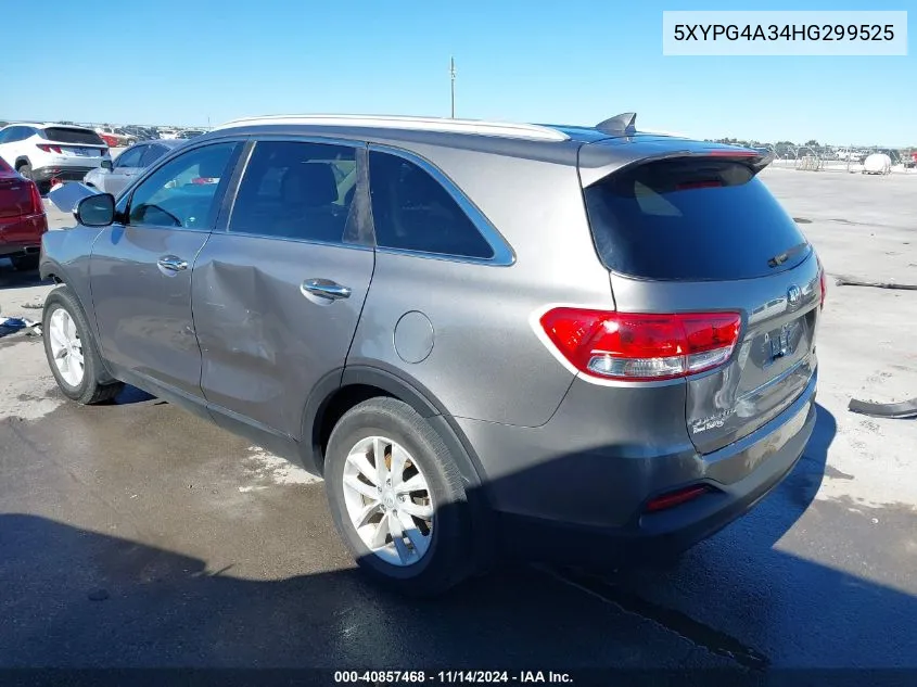 2017 Kia Sorento 2.4L Lx VIN: 5XYPG4A34HG299525 Lot: 40857468