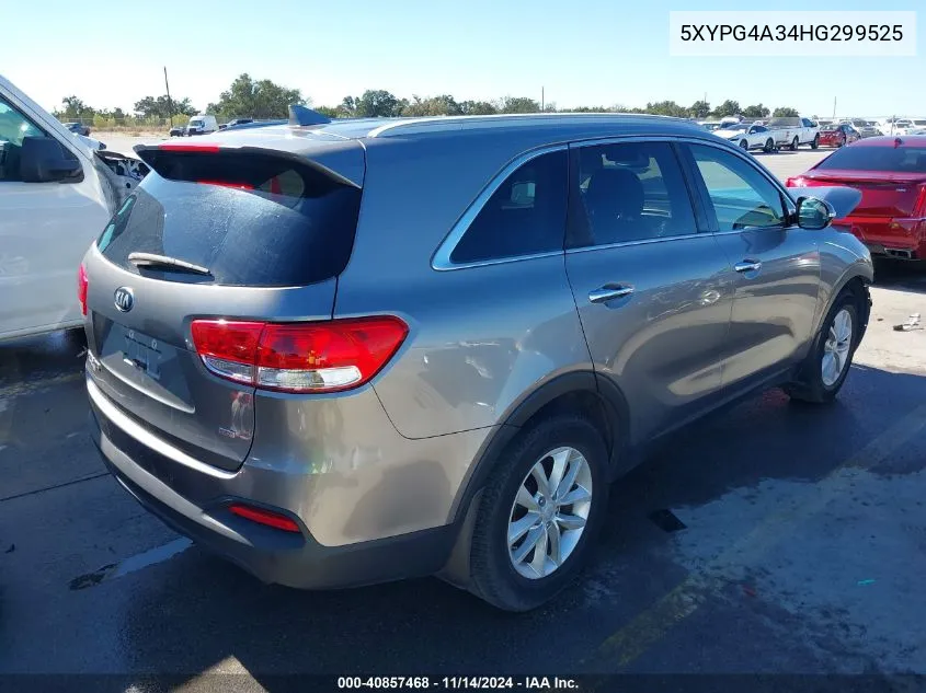 2017 Kia Sorento 2.4L Lx VIN: 5XYPG4A34HG299525 Lot: 40857468