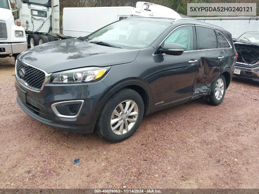 2017 Kia Sorento 3.3L Lx VIN: 5XYPGDA52HG240121 Lot: 40859063