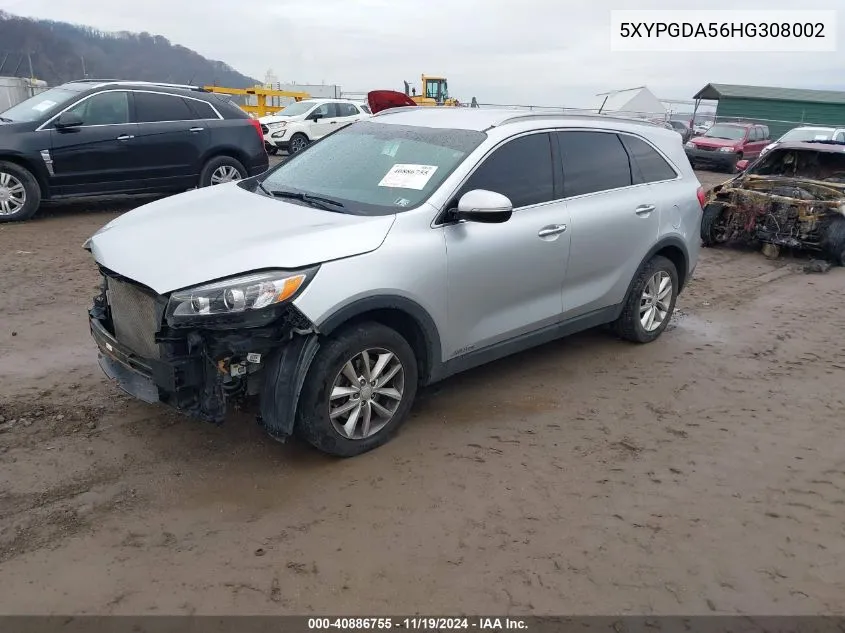 2017 Kia Sorento Lx V6 VIN: 5XYPGDA56HG308002 Lot: 40886755