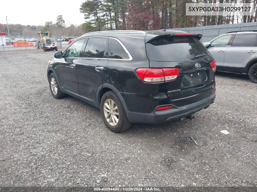 2017 Kia Sorento 2.4L Lx VIN: 5XYPGDA33HG299127 Lot: 40894480