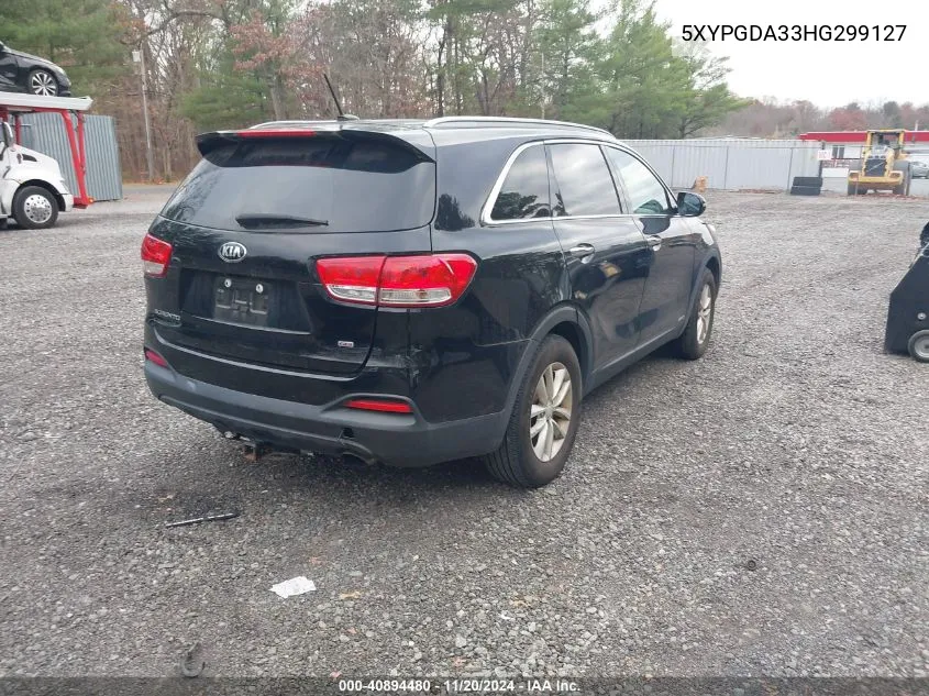 2017 Kia Sorento 2.4L Lx VIN: 5XYPGDA33HG299127 Lot: 40894480