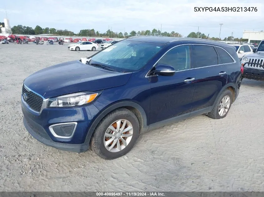 2017 Kia Sorento 3.3L Lx VIN: 5XYPG4A53HG213476 Lot: 40896497