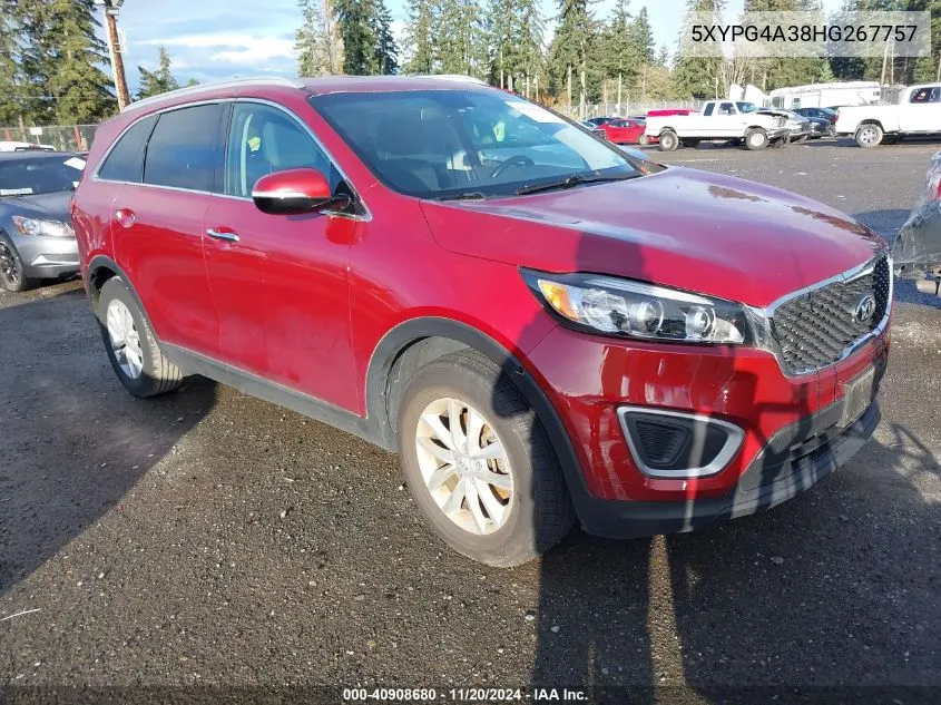 2017 Kia Sorento 2.4L Lx VIN: 5XYPG4A38HG267757 Lot: 40908680