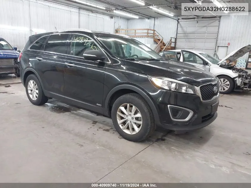 2017 Kia Sorento 2.4L Lx VIN: 5XYPGDA32HG288622 Lot: 40909740