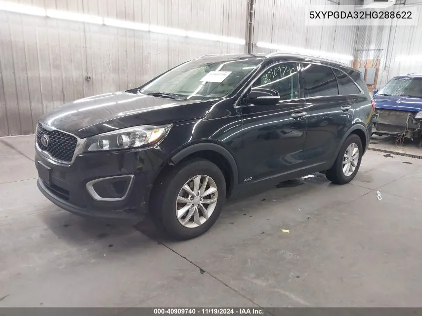 2017 Kia Sorento 2.4L Lx VIN: 5XYPGDA32HG288622 Lot: 40909740