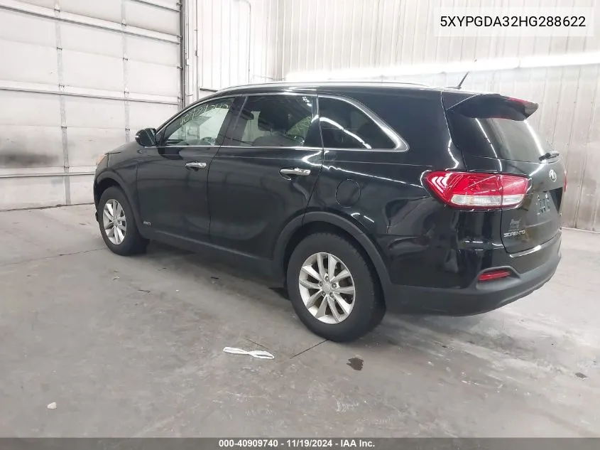 2017 Kia Sorento 2.4L Lx VIN: 5XYPGDA32HG288622 Lot: 40909740