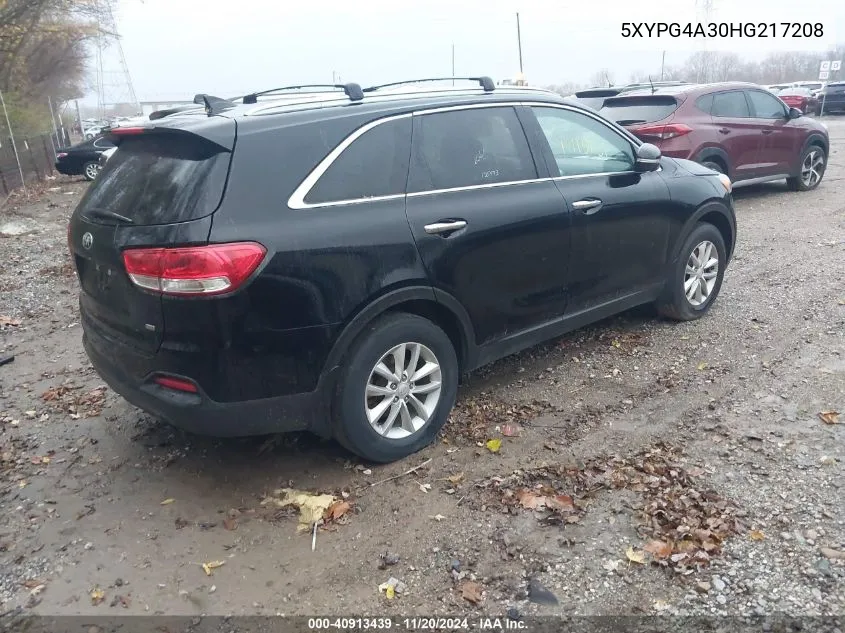 2017 Kia Sorento 2.4L Lx VIN: 5XYPG4A30HG217208 Lot: 40913439