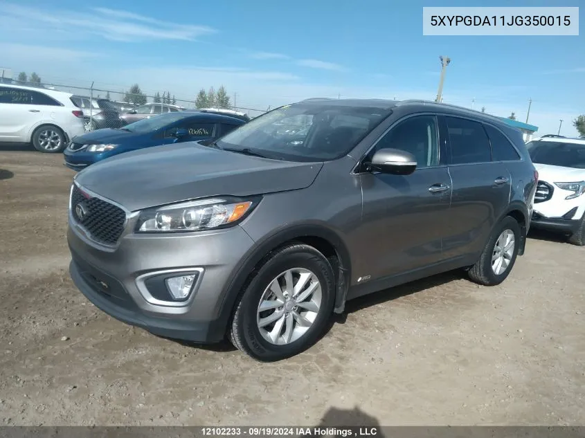 2018 Kia Sorento VIN: 5XYPGDA11JG350015 Lot: 12102233