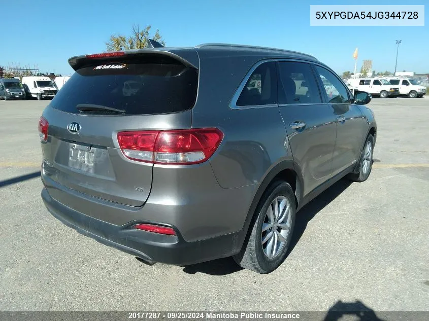 2018 Kia Sorento Lx V6 VIN: 5XYPGDA54JG344728 Lot: 20177287