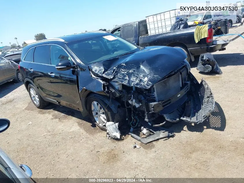 5XYPG4A30JG347530 2018 Kia Sorento 2.4L Lx