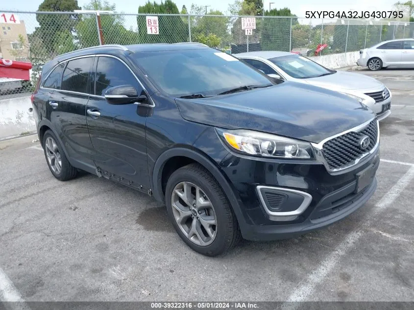 5XYPG4A32JG430795 2018 Kia Sorento 2.4L Lx