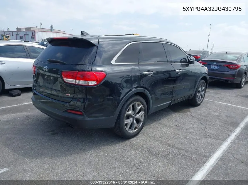 5XYPG4A32JG430795 2018 Kia Sorento 2.4L Lx