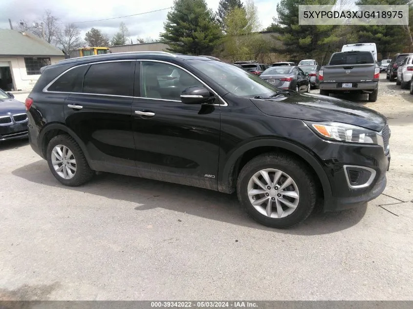 5XYPGDA3XJG418975 2018 Kia Sorento 2.4L Lx