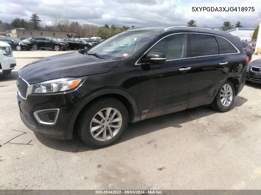 5XYPGDA3XJG418975 2018 Kia Sorento 2.4L Lx