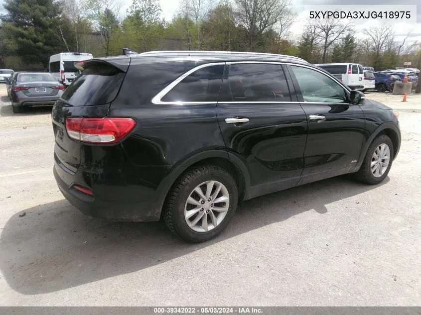 5XYPGDA3XJG418975 2018 Kia Sorento 2.4L Lx