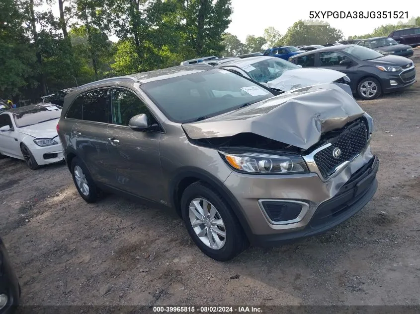 5XYPGDA38JG351521 2018 Kia Sorento 2.4L Lx