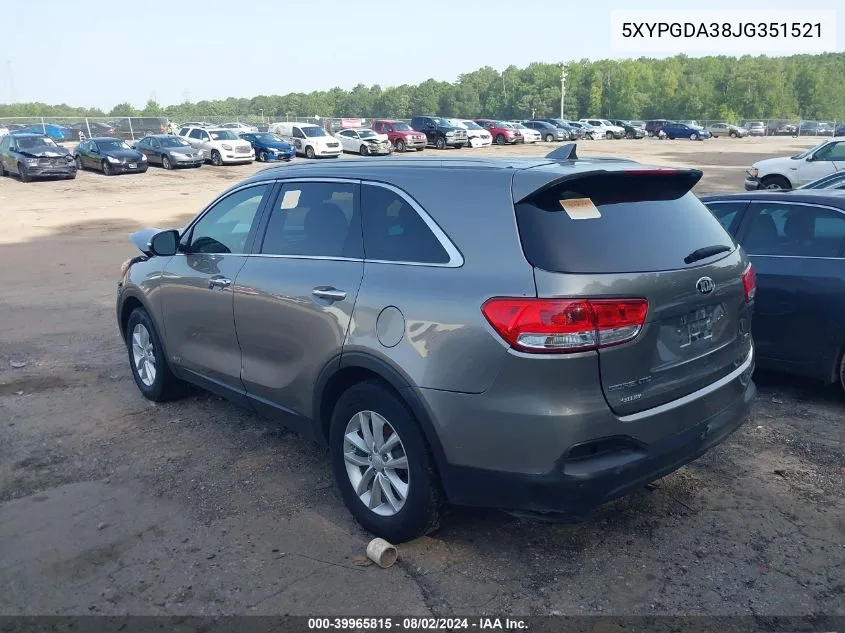 5XYPGDA38JG351521 2018 Kia Sorento 2.4L Lx