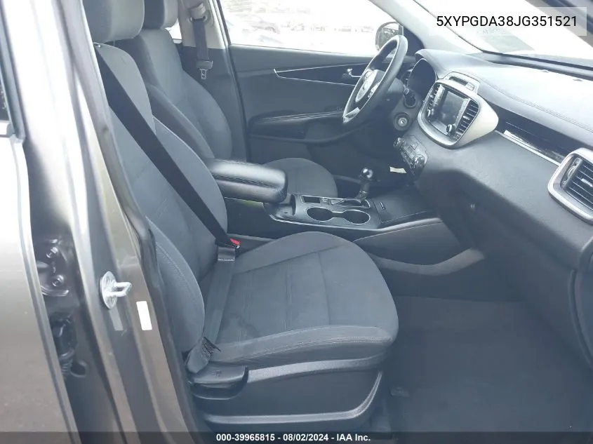 5XYPGDA38JG351521 2018 Kia Sorento 2.4L Lx