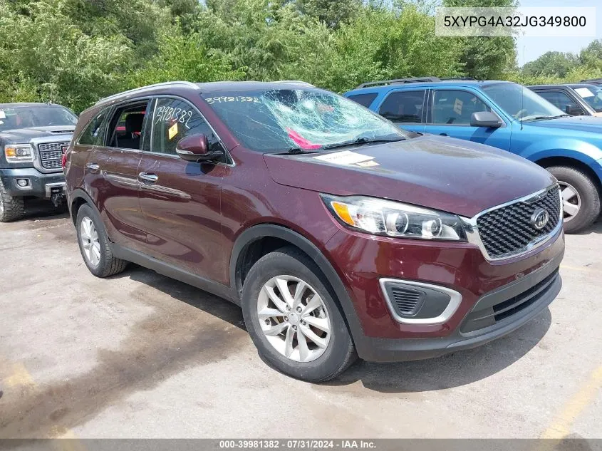 5XYPG4A32JG349800 2018 Kia Sorento 2.4L Lx