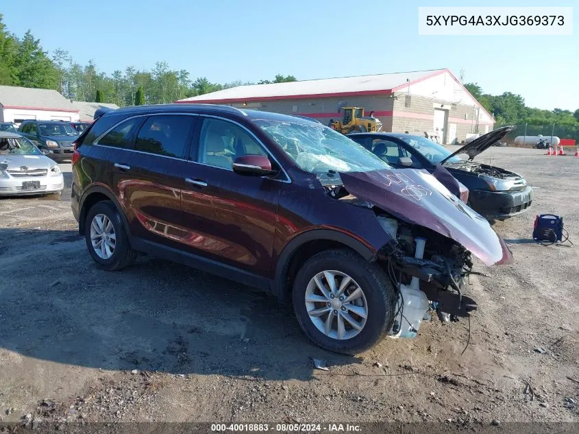 2018 Kia Sorento 2.4L Lx VIN: 5XYPG4A3XJG369373 Lot: 40018883