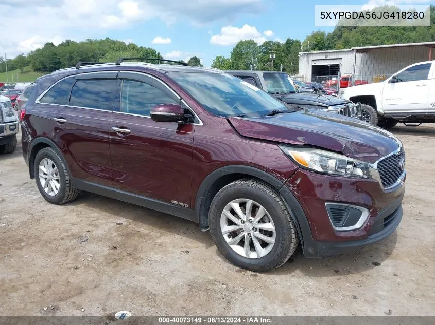 5XYPGDA56JG418280 2018 Kia Sorento 3.3L Lx