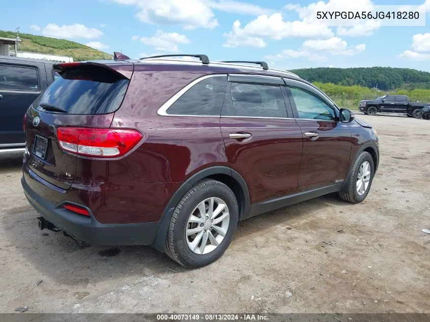 5XYPGDA56JG418280 2018 Kia Sorento 3.3L Lx