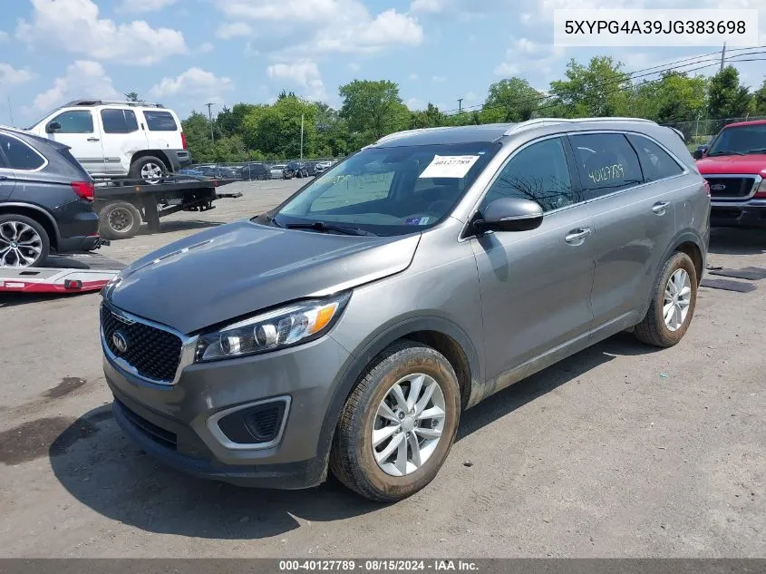 2018 Kia Sorento 2.4L Lx VIN: 5XYPG4A39JG383698 Lot: 40127789