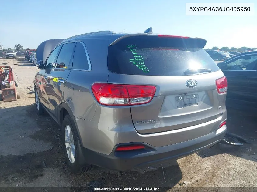 2018 Kia Sorento Lx/L VIN: 5XYPG4A36JG405950 Lot: 40128493