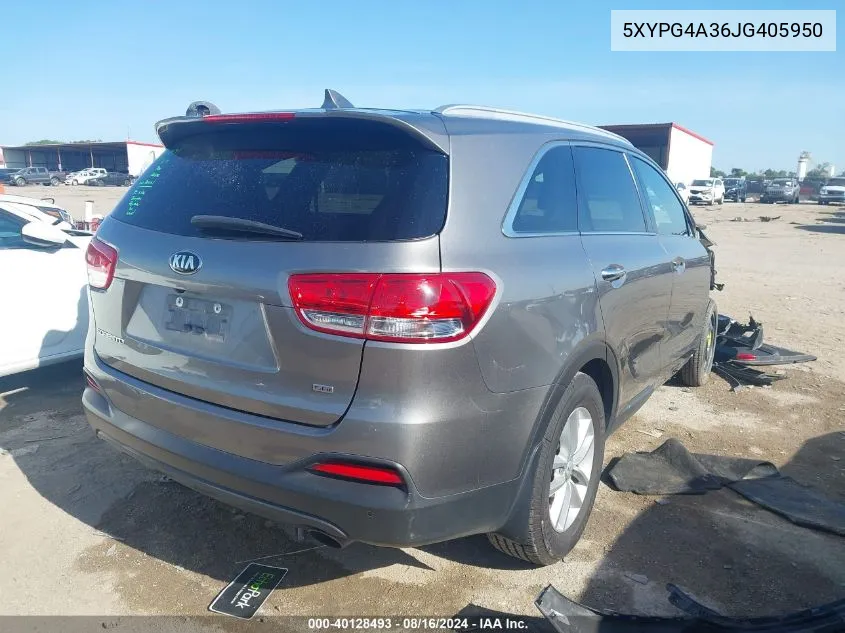 2018 Kia Sorento Lx/L VIN: 5XYPG4A36JG405950 Lot: 40128493