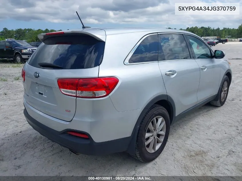 5XYPG4A34JG370759 2018 Kia Sorento 2.4L L