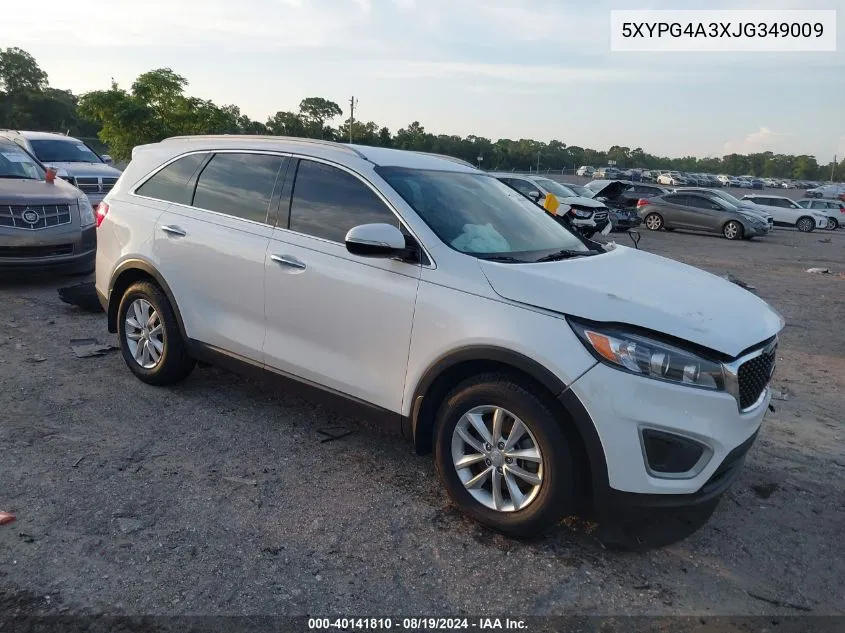 5XYPG4A3XJG349009 2018 Kia Sorento 2.4L Lx