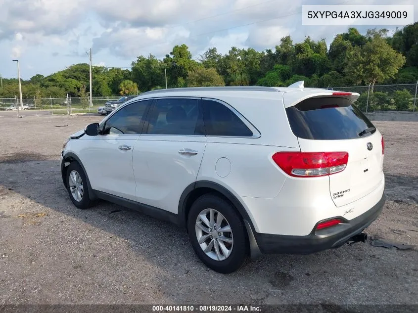 5XYPG4A3XJG349009 2018 Kia Sorento 2.4L Lx