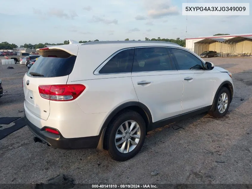 5XYPG4A3XJG349009 2018 Kia Sorento 2.4L Lx