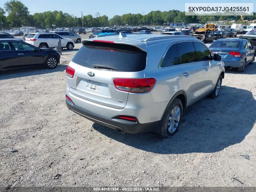 2018 Kia Sorento 2.4L Lx VIN: 5XYPGDA37JG425561 Lot: 40161954