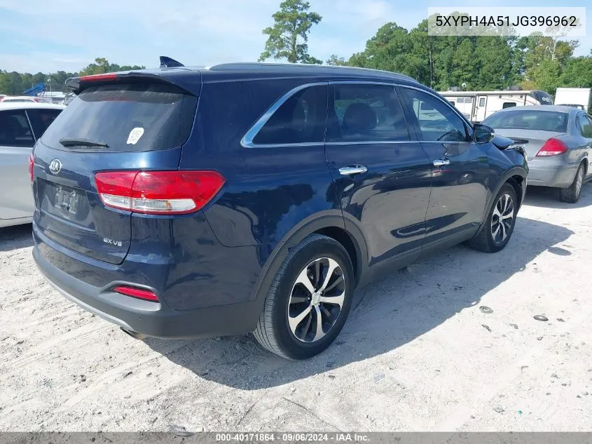 2018 Kia Sorento 3.3L Ex VIN: 5XYPH4A51JG396962 Lot: 40171864